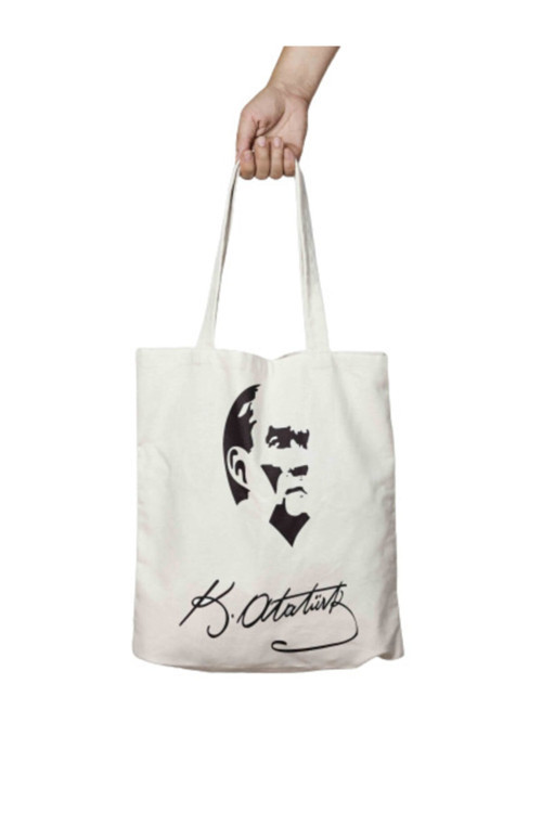 Art hedi̇ye Atatürk Ata Iki Tarafı Kalıcı Baskılı Yıkanabilir Bez Çanta Omuz Çantası