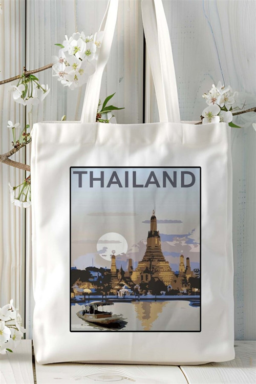 Art hedi̇ye thailand tayland Baskılı Bez Çanta omuz çantası Kişiye Özel desen