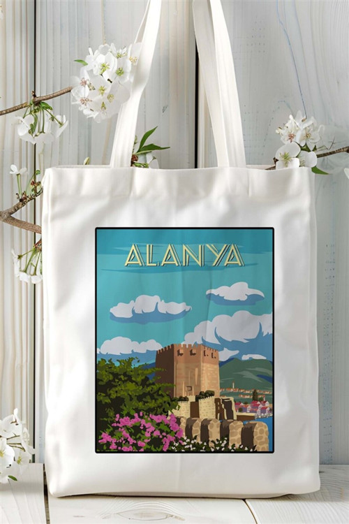 Art hedi̇ye alanya Baskılı Bez Çanta omuz çantası Kişiye Özel desen