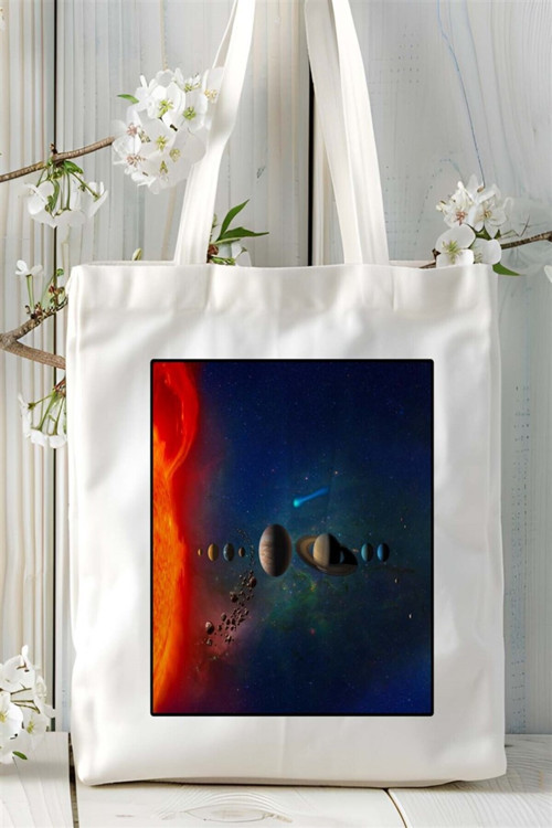 Art hedi̇ye astronomi Baskılı Bez Çanta omuz çantası Kişiye Özel desen 6