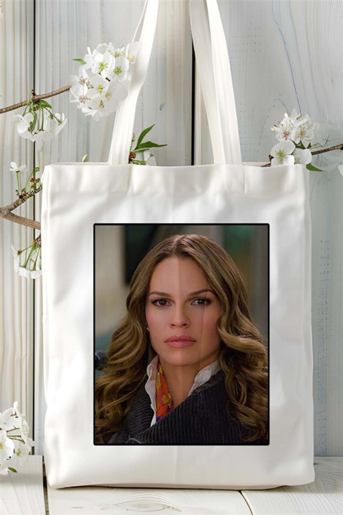 Art hedi̇ye Hilary Swank Baskılı Bez Çanta omuz çantası Kişiye Özel desen 1