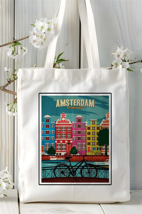 Art hedi̇ye amsterdam Baskılı Bez Çanta omuz çantası Kişiye Özel desen 2
