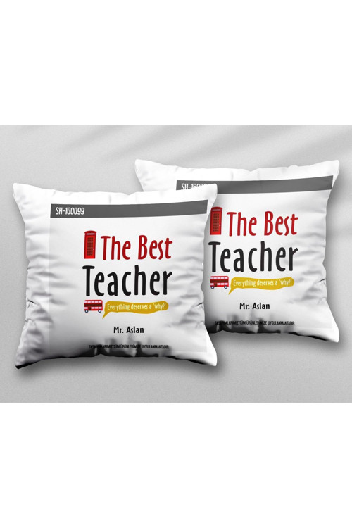 Art hedi̇ye Kişiye Özel The Best Teacher İki ADET iki Tarafı Baskılı Yıkanabilir Yastık Kırlent Kılıfı