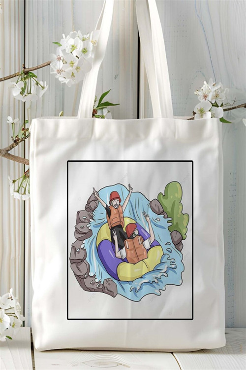 Art hedi̇ye rafting Baskılı Bez Çanta omuz çantası Kişiye Özel desen 4