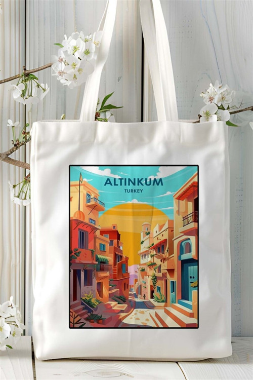 Art hedi̇ye altınkum Baskılı Bez Çanta omuz çantası Kişiye Özel desen