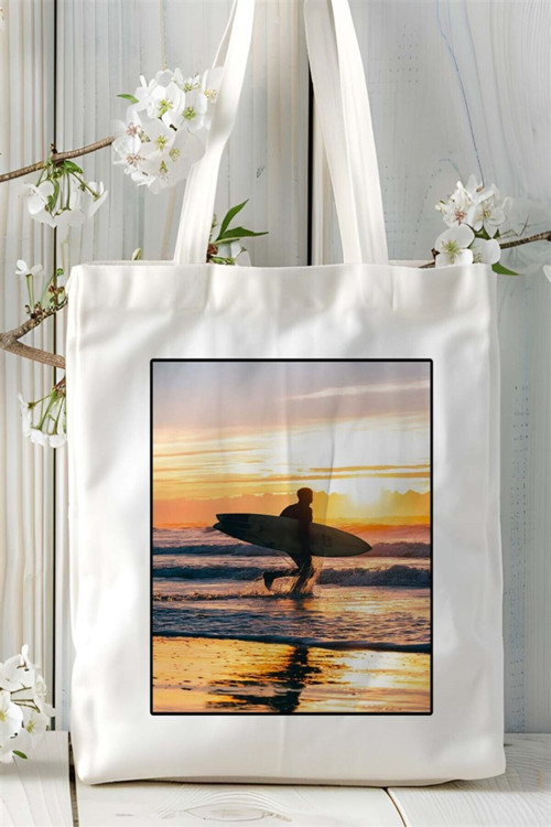 Art hedi̇ye surf sörf Baskılı Bez Çanta omuz çantası Kişiye Özel desen 3