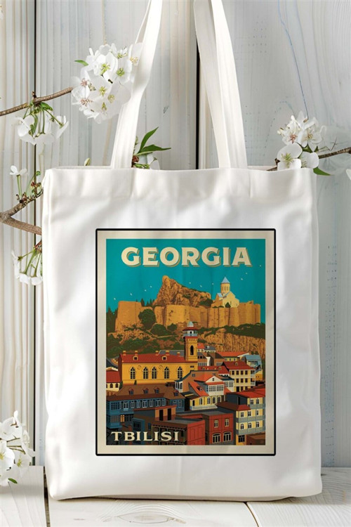 Art hedi̇ye georgia Baskılı Bez Çanta omuz çantası Kişiye Özel desen