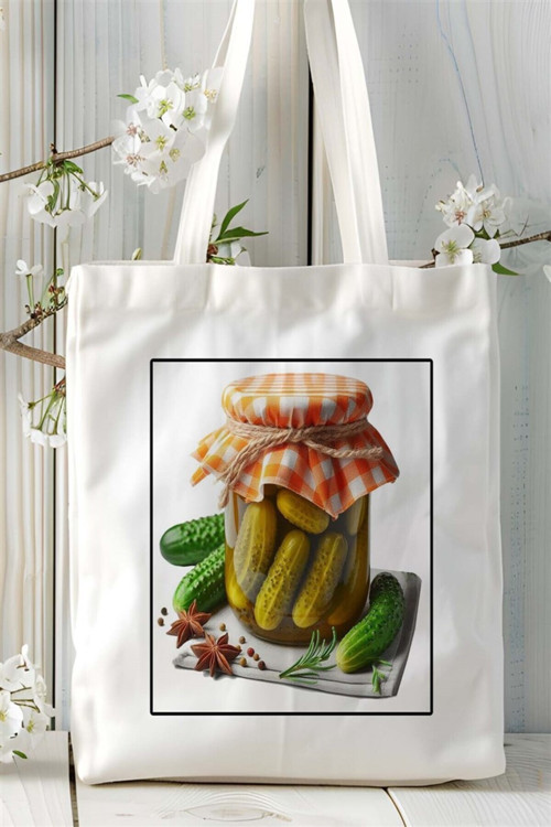 Art hedi̇ye kornişon Baskılı Bez Çanta omuz çantası Kişiye Özel desen 2