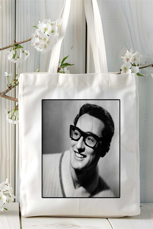 Art hedi̇ye Buddy Holly Baskılı Bez Çanta omuz çantası Kişiye Özel desen 2