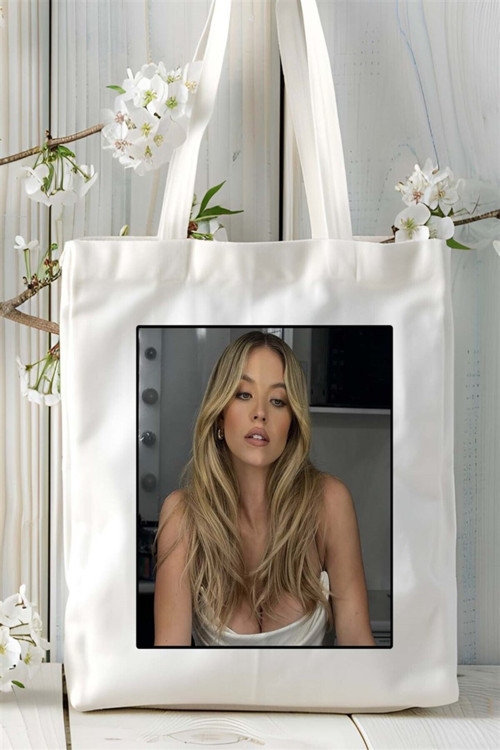 Art hedi̇ye Sydney Sweeney Baskılı Bez Çanta omuz çantası Kişiye Özel desen 3