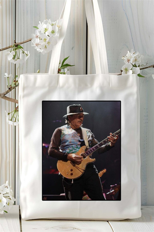 Art hedi̇ye Carlos Santana Baskılı Bez Çanta omuz çantası Kişiye Özel desen 3