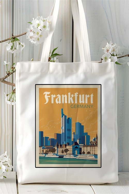 Art hedi̇ye frankfurt Baskılı Bez Çanta omuz çantası Kişiye Özel desen 3
