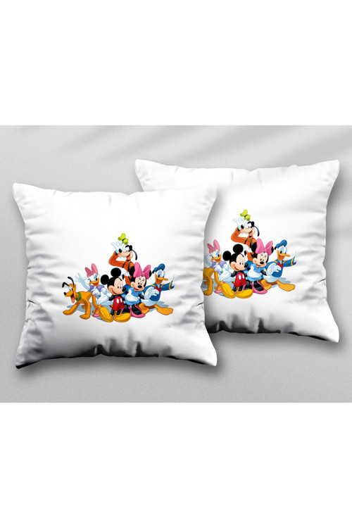 Art hedi̇ye Mickey Mouse Friends İki ADET iki Tarafı Baskılı Yıkanabilir Yastık Kırlent Kılıfı