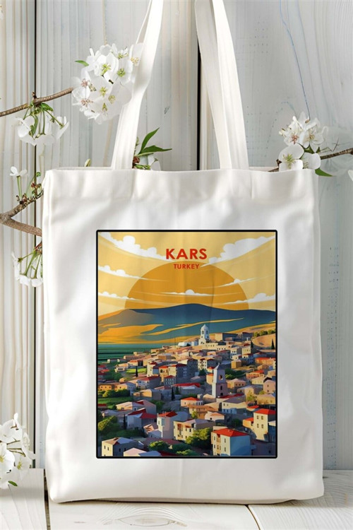 Art hedi̇ye kars Baskılı Bez Çanta omuz çantası Kişiye Özel desen 2