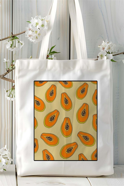 Art hedi̇ye papaya Baskılı Bez Çanta omuz çantası Kişiye Özel desen 3