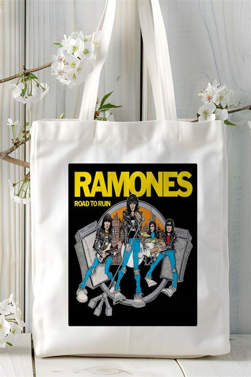 Art hedi̇ye Ramones Baskılı Bez Çanta omuz çantası Kişiye Özel desen 1