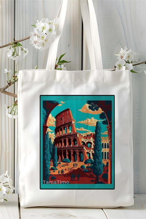 Art hedi̇ye Colosseum Baskılı Bez Çanta omuz çantası Kişiye Özel desen 2