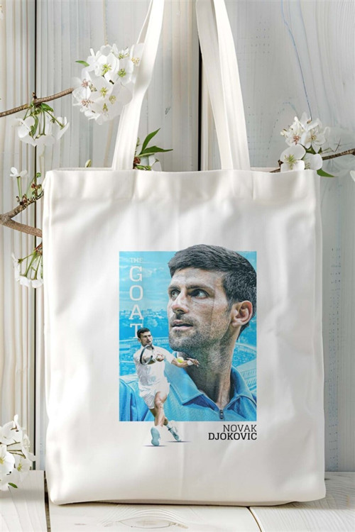 Art hedi̇ye novak djokovic Baskılı Bez çanta Kişiye Özel Model 1