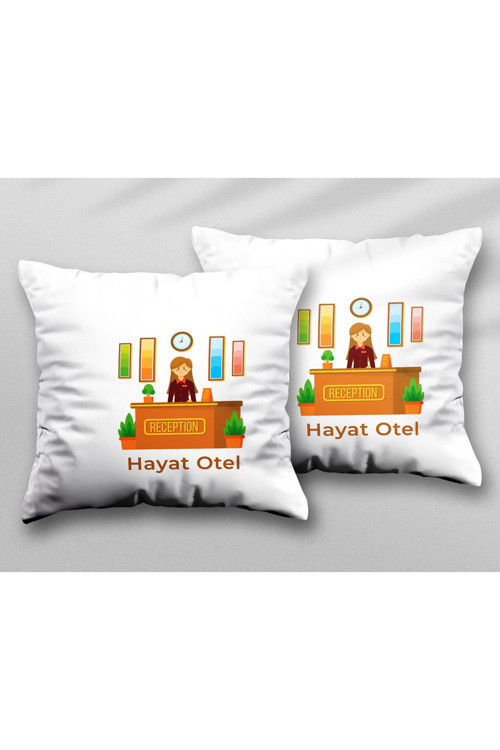 Art hedi̇ye Kişiye Özel Otel İki ADET iki Tarafı Baskılı Yıkanabilir Yastık Kırlent Kılıfı