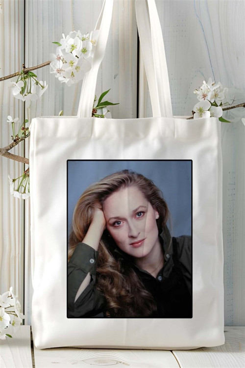 Art hedi̇ye Meryl Streep Baskılı Bez Çanta omuz çantası Kişiye Özel desen 2