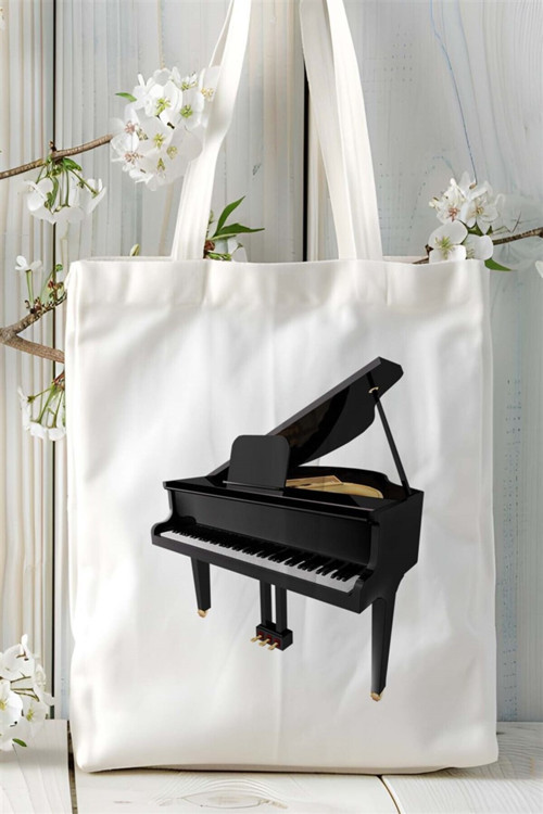 Art hedi̇ye piano Baskılı Bez çanta Kişiye Özel Model 7