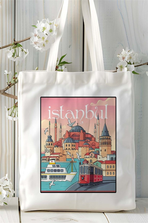 Art hedi̇ye istanbul Baskılı Bez Çanta omuz çantası Kişiye Özel desen 10