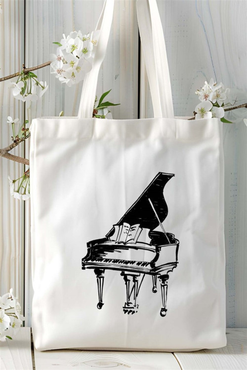 Art hedi̇ye piano Baskılı Bez çanta Kişiye Özel Model 5