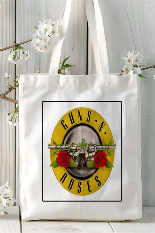 Art hedi̇ye Guns N Roses Baskılı Bez Çanta omuz çantası Kişiye Özel desen 2