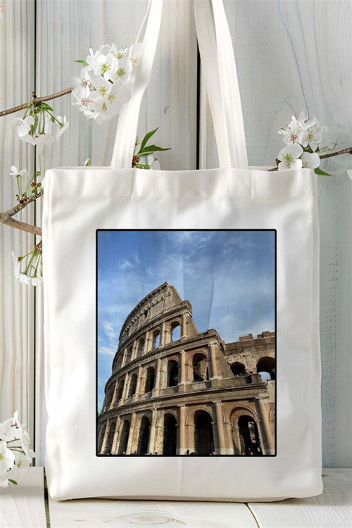 Art hedi̇ye Colosseum Baskılı Bez Çanta omuz çantası Kişiye Özel desen 3