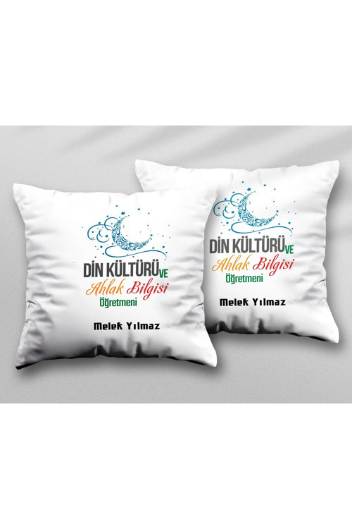 Art hedi̇ye Kişiye Özel Din Kültürü Öğretmeni Yld İki ADET iki Tarafı Baskılı Yıkanabilir Yastık Kırlent Kılıfı