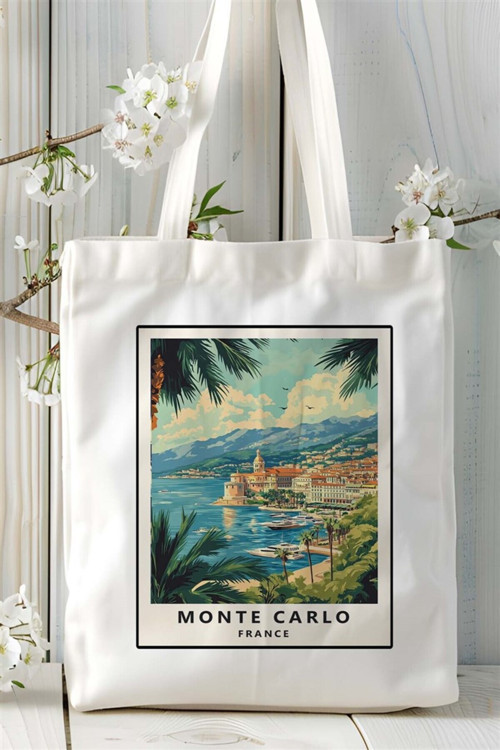 Art hedi̇ye monte carlo Baskılı Bez Çanta omuz çantası Kişiye Özel desen