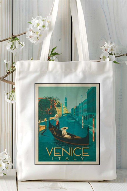 Art hedi̇ye venice Baskılı Bez Çanta omuz çantası Kişiye Özel desen