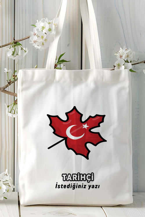 Art hedi̇ye tarihçi Baskılı bez omuz çantası kişiye özel model 1