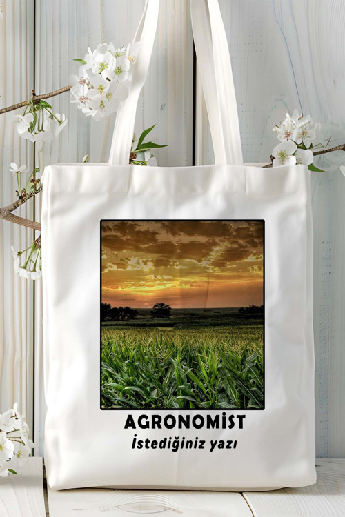 Art hedi̇ye agronomist Baskılı bez omuz çantası kişiye özel model 6