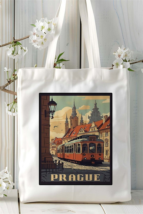 Art hedi̇ye prague Baskılı Bez Çanta omuz çantası Kişiye Özel desen 2