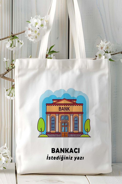 Art hedi̇ye bankacı Baskılı bez omuz çantası kişiye özel model 3