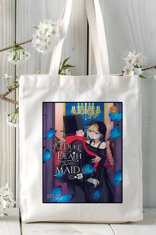 Art hedi̇ye Shinigami Bocchan to Kuro Maid Baskılı bez omuz çantası kişiye özel model 2