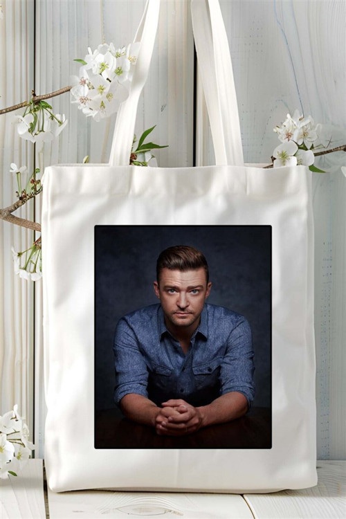 Art hedi̇ye Justin Timberlake Baskılı Bez Çanta omuz çantası Kişiye Özel desen 1