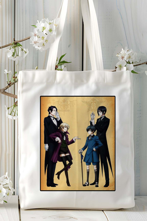 Art hedi̇ye Black Butler (Kuroshitsuji) Baskılı bez omuz çantası kişiye özel model 2
