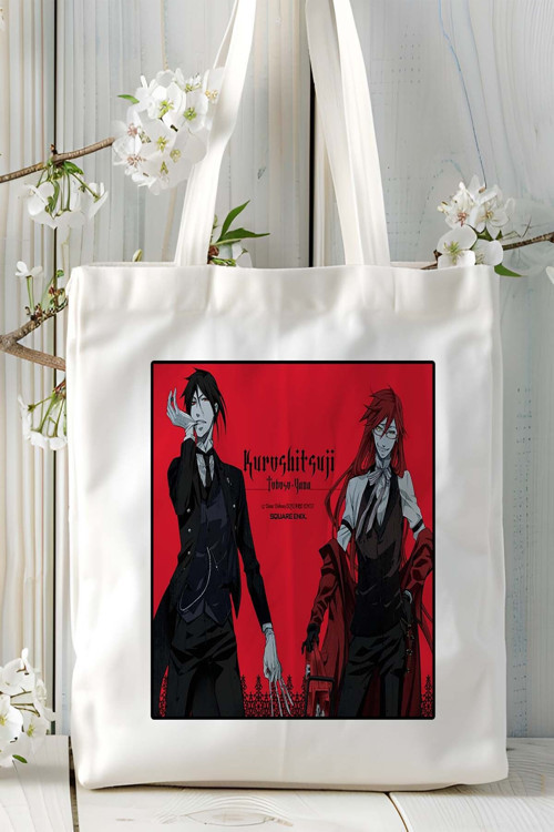 Art hedi̇ye Black Butler (Kuroshitsuji) Baskılı bez omuz çantası kişiye özel model 4