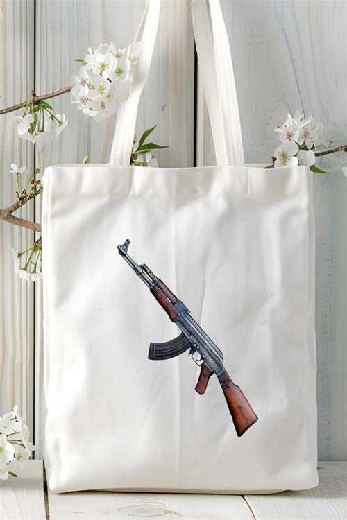 Art hedi̇ye ak-47 kalaşnikof Baskılı Bez çanta Kişiye Özel Model 3