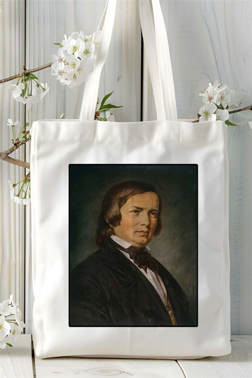 Art hedi̇ye Robert Schumann Baskılı Bez Çanta omuz çantası Kişiye Özel desen 2