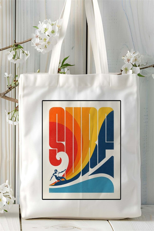 Art hedi̇ye surf sörf Baskılı Bez Çanta omuz çantası Kişiye Özel desen 1