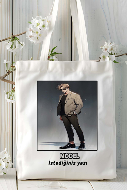 Art hedi̇ye model Baskılı bez omuz çantası kişiye özel model 11