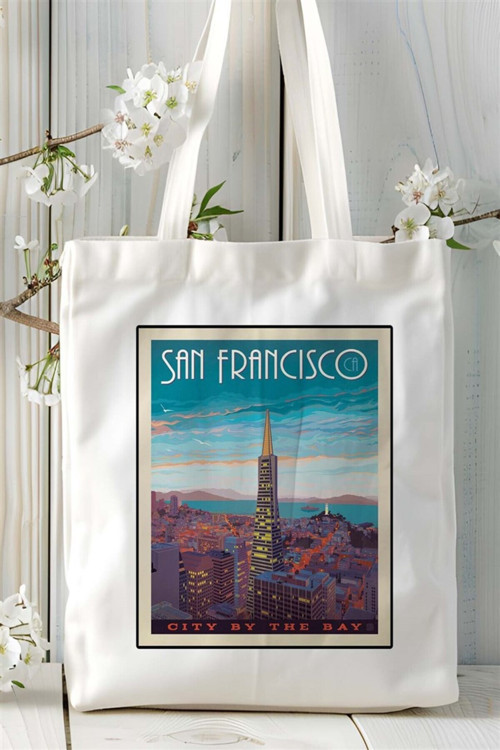 Art hedi̇ye san francisco Baskılı Bez Çanta omuz çantası Kişiye Özel desen 4