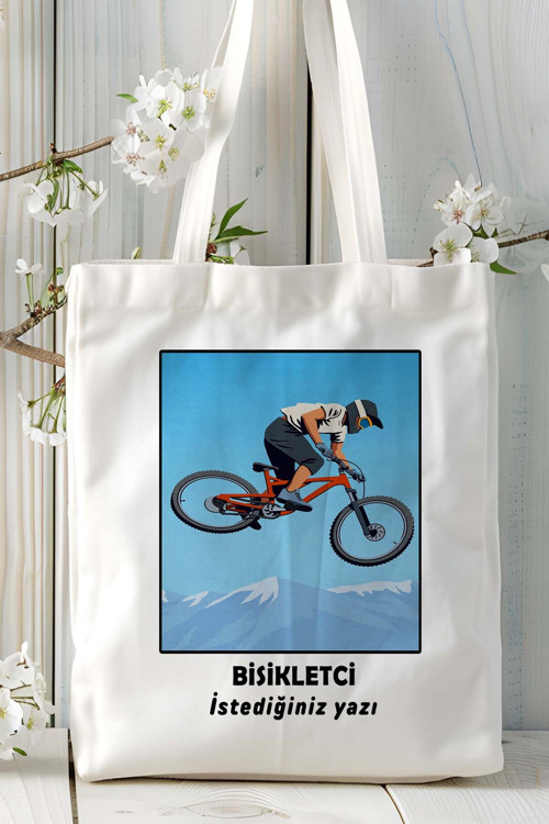 Art hedi̇ye bisikletci bisikletçi bisiklet Baskılı bez omuz çantası kişiye özel model 45