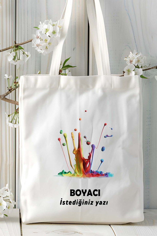 Art hedi̇ye badanacı boyacı Baskılı bez omuz çantası kişiye özel model 6