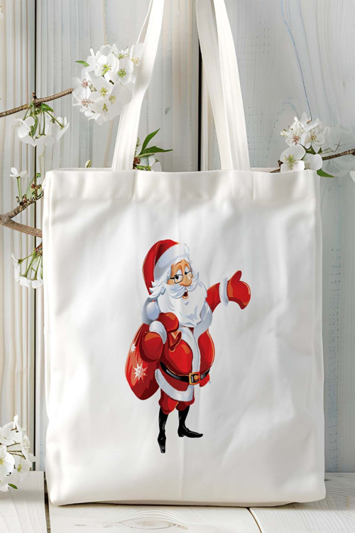 Art hedi̇ye Yılbaşı noel baba Baskılı bez Omuz Çantası Kişiye Özel model 9