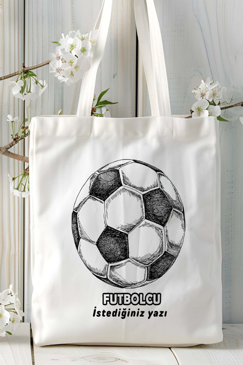 Art hedi̇ye futbolcu Baskılı bez omuz çantası kişiye özel model 6