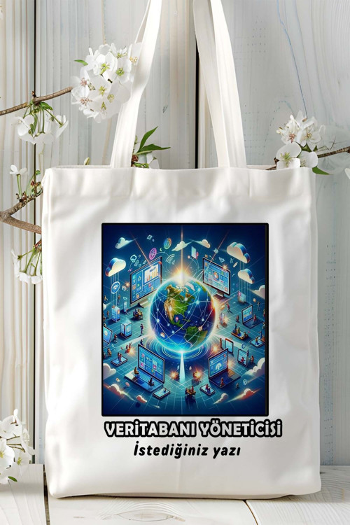 Art hedi̇ye veritabanı yöneticisi Baskılı bez omuz çantası kişiye özel model 2
